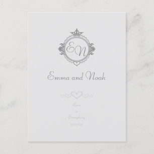 Customize the names, initials and phrase Love Announcement Postcard