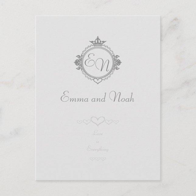 Customize the names, initials and phrase Love Announcement Postcard (Front)