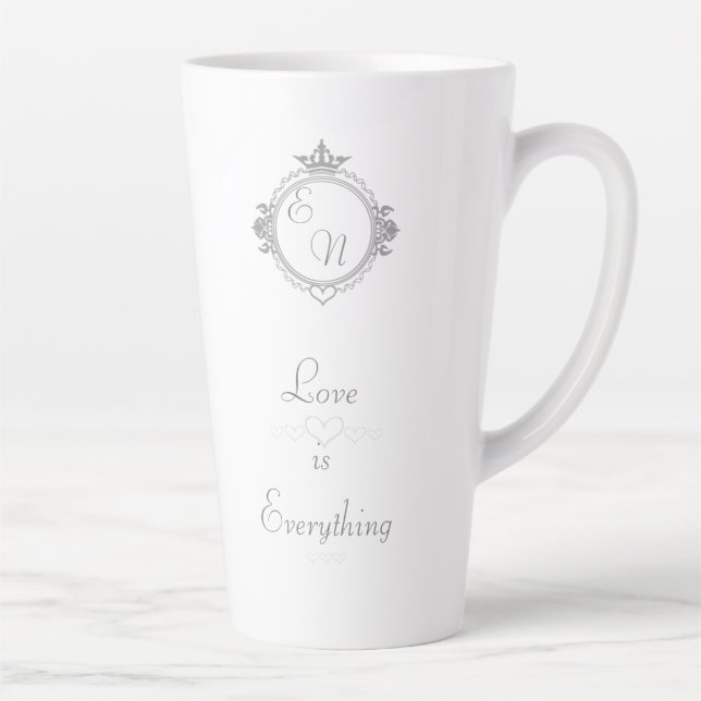 Customize the names, initials and phrase Love Coff Latte Mug (Right)