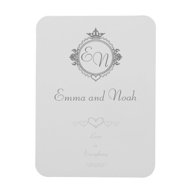 Customize the names, initials and phrase Love Magnet (Vertical)