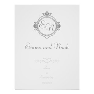 Customize the names, initials and phrase Love Photo Print
