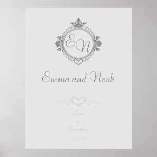 Customize the names, initials and phrase Love Poster