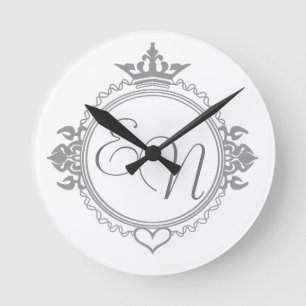 Customize the names, initials and phrase Love Round Clock