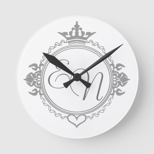 Customize the names, initials and phrase Love Round Clock (Front)