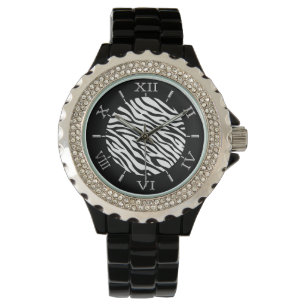 Customize this Background Colour Zebra Stripes Dia Watch