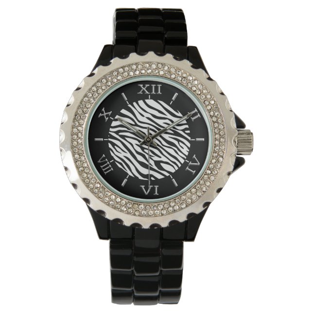 Customize this Background Colour Zebra Stripes Dia Watch (Front)