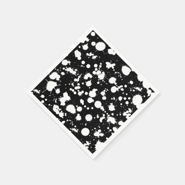 Customize This Black and White Splatter Paint Art Napkin (Corner)