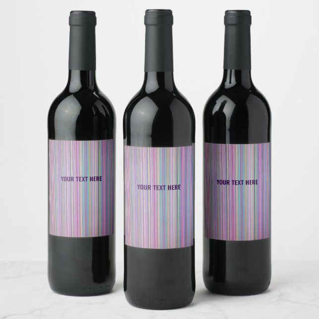 Customize this Broken TV screen Rainbow stripe Wine Label (Bottles)
