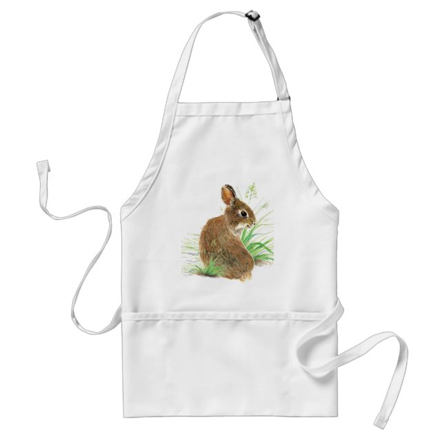 Customize this Curious Rabbit, Watercolor Animal Standard Apron (Front)