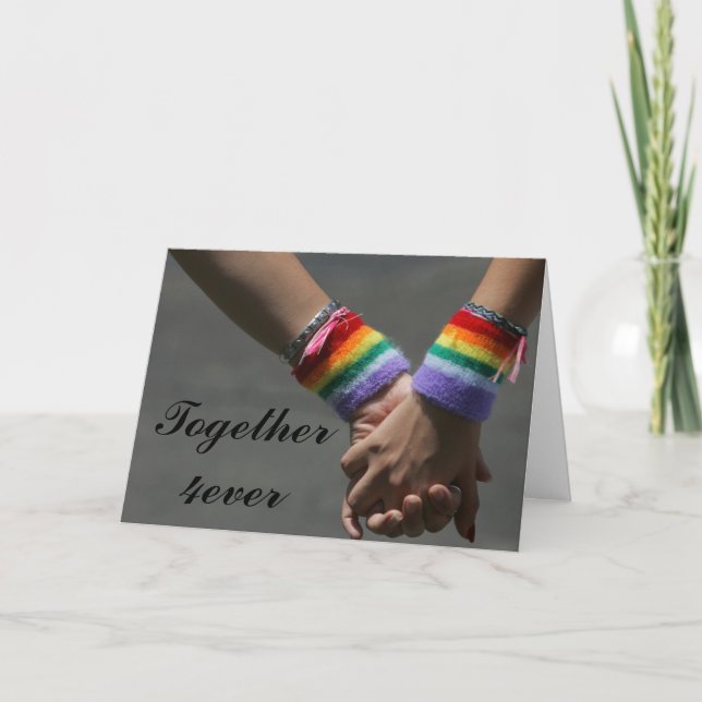Customize This Cute Lesbian Card - Together 4ever (Front)