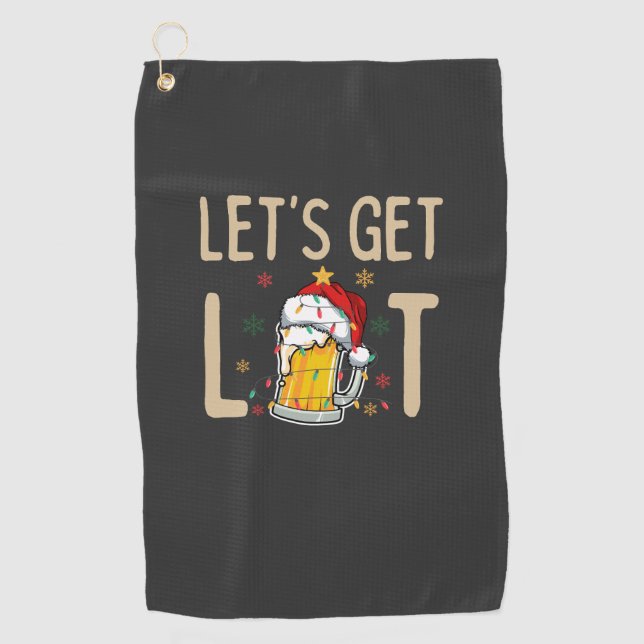 Customize This Design: Let's Get Lit Santa Hat Golf Towel (Front)