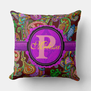 Customize this gorgeous paisley and purple throw pillow