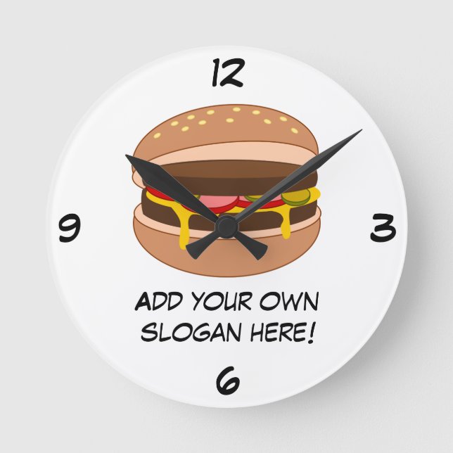 Customize this Hamburger graphic Round Clock (Front)