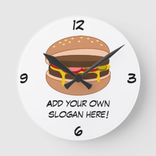 Customize this Hamburger graphic Round Clock