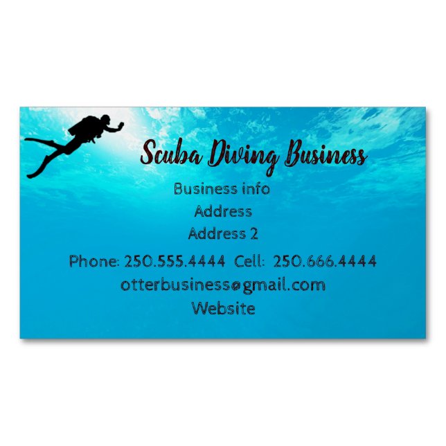 Customize this Scuba Diving Business Magnetic Business Card (Front)