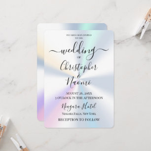 Customize This Silver Holographic Beams Background Invitation