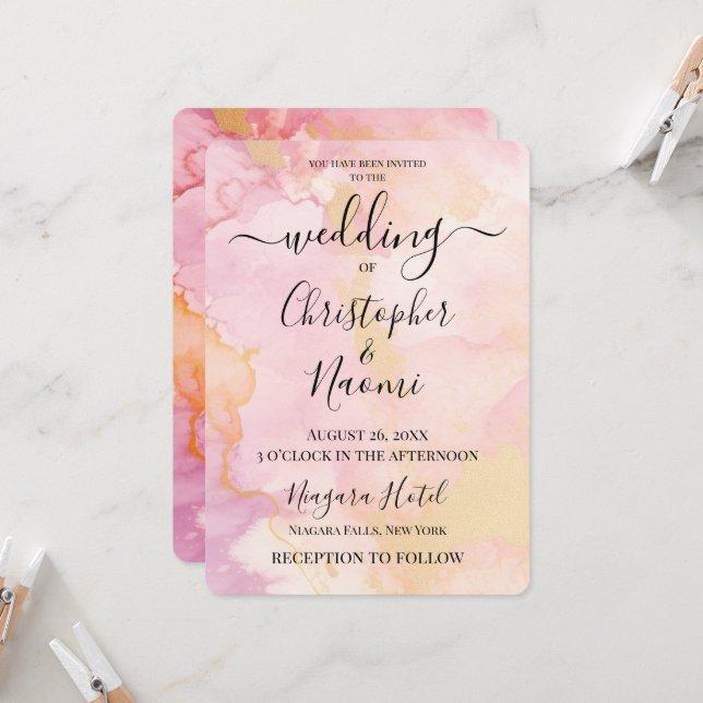 Customize This Watercolor Background Invitation (Front/Back In Situ)