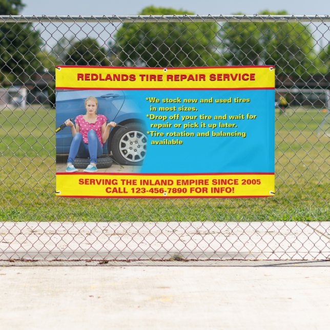 Customize Tire Repair Shop Photo Detailed Text Ban Banner (Insitu)