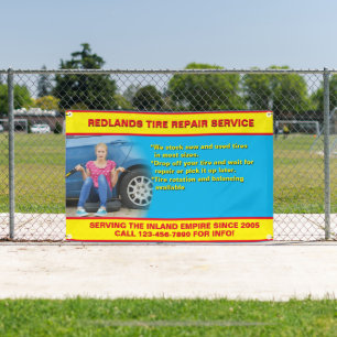 Customize Tire Repair Shop Photo Detailed Text Banner
