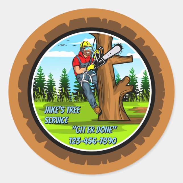 Customize Tree Service Removal Service Business Classic Round Sticker (Front)