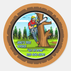 Customize Tree Service Removal Service Business Classic Round Sticker