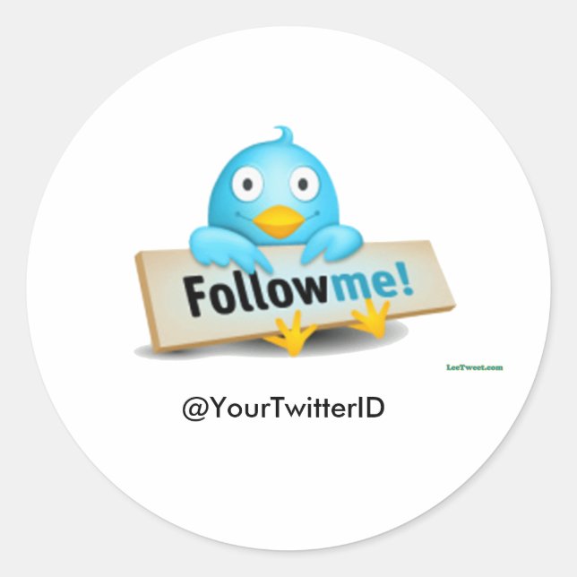 Customize Twitter ID Follow Me Bird Stickers (Front)