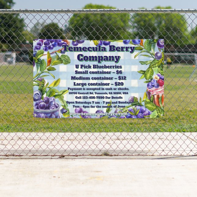 Customize U-Pick Blue Berry Farm Sales Promotion Banner (Insitu)