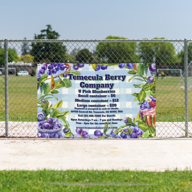 Customize U-Pick Blue Berry Farm Sales Promotion Banner (Insitu)