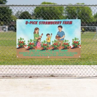 Customize U Pick Strawberries Farm Promo Roadway Banner