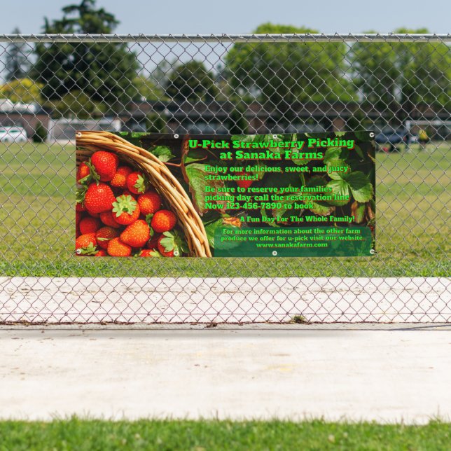 Customize U-Pick Strawberry Farm Berry Picking  Banner (Insitu)