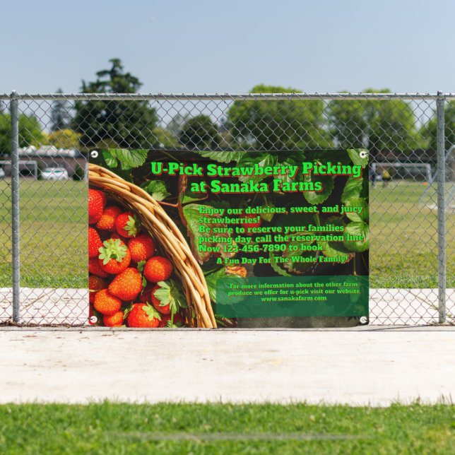 Customize U-Pick Strawberry Farm Berry Picking  Banner (Insitu)