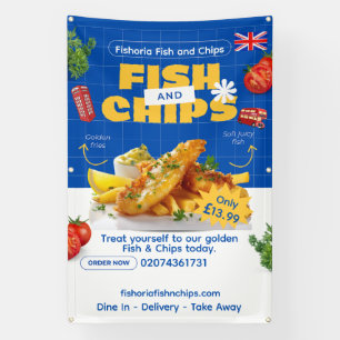 Customize UK Edition Delicious Fish N Chips Restau Banner