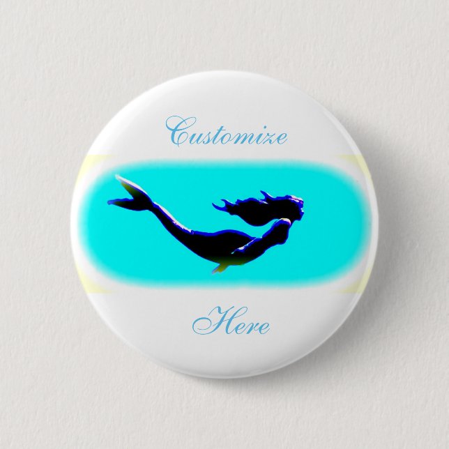 customize underwater swimming mermaid 2 inch round button (Front)