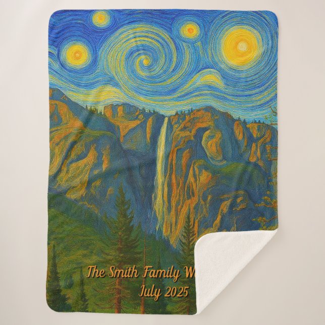 Customize van Gogh Yosemite Valley Family Vacation Sherpa Blanket (Front)