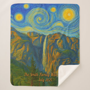 Customize van Gogh Yosemite Valley Family Vacation Sherpa Blanket