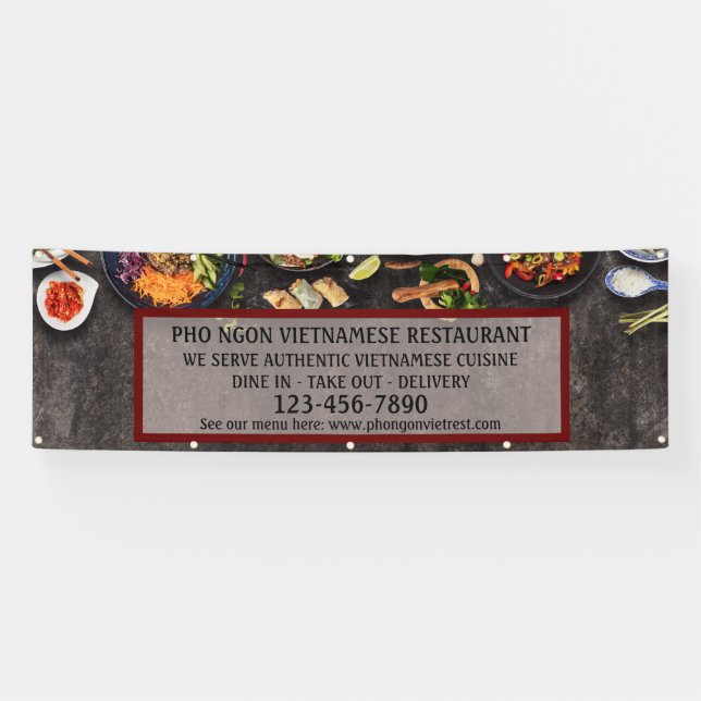 Customize Vietnamese Restaurant Large Wall Banner (Horizontal)