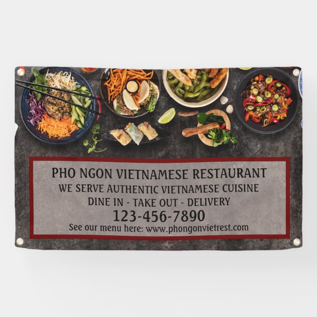Customize Vietnamese Restaurant Large Wall  Banner (Horizontal)