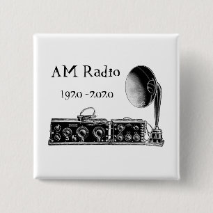 Customize Vintage AM Radio Receiver 2 Inch Square Button