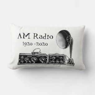 Customize Vintage AM Radio Receiver Lumbar Pillow