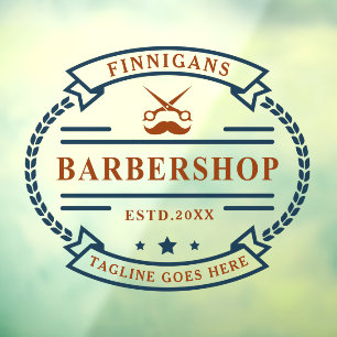 Customize Vintage Barber Shop Scissors Moustache Window Cling
