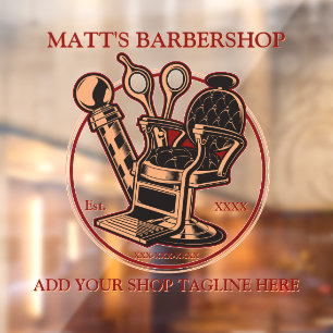 Customize Vintage Barbershop Front Door  Window Cling