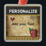 Customize Vintage for Teacher Metal Ornament<br><div class="desc">Teacher Vintage Christmas Ornament with DIY Text. ⭐ This Product is 100% Customizable. Graphics and text can be deleted, moved, resized, changed, etc... 99% of my designs in my store are done in layers. This makes it easy for you to resize and move the graphics and text around so that...</div>