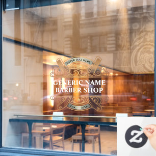 Customize Vintage Gold Razors Barber Shop Business Window Cling