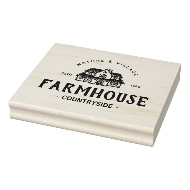 Customize Vintage Modern Farmhouse Logo Rubber Stamp (Stamp)