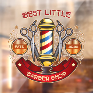 Customize Vintage Old Fashioned Barber Shop Pole Window Cling
