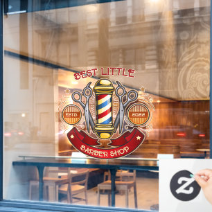 Customize Vintage Old Fashioned Barber Shop Pole Window Cling