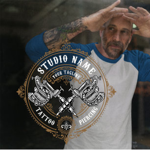 Customize Vintage Tattoo Shop Guns Machine Door Window Cling