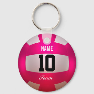Customize Volleyball Bright Pink Keychain