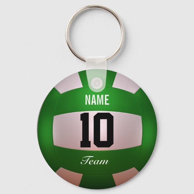 Customize Volleyball Forest Green Keychain (Front)