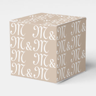 Customize w couple's Initials monogram beige gift Favor Box